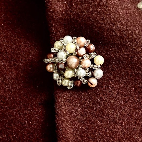 Ebene by Patrick Assuline Embroidered Wool Blazer Floral Beaded Boho Burgundy - Picture 4 of 6